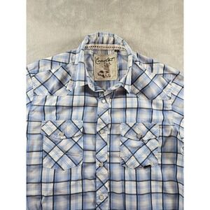 Coastal Shirt Men's Small Plaid Western Snap Short Sleeve Button Up Pocket